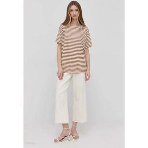 NWT Max Mara Leisure Zebio Striped Tee Shirt - Metallic Classic Linen Top